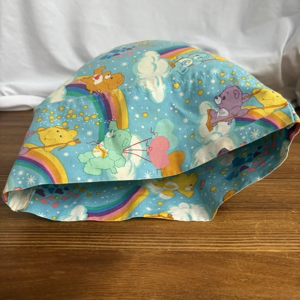 Handmade Care Bears Pillowcase Rainbow Clouds Hearts Blue 17x11 Kids Bedding